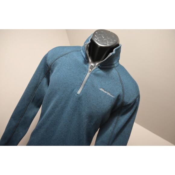 Eddie Bauer Camp Sweater 1/4 Zip Fleece Pullover Marled Blue Mens Size Medium - Picture 3 of 10